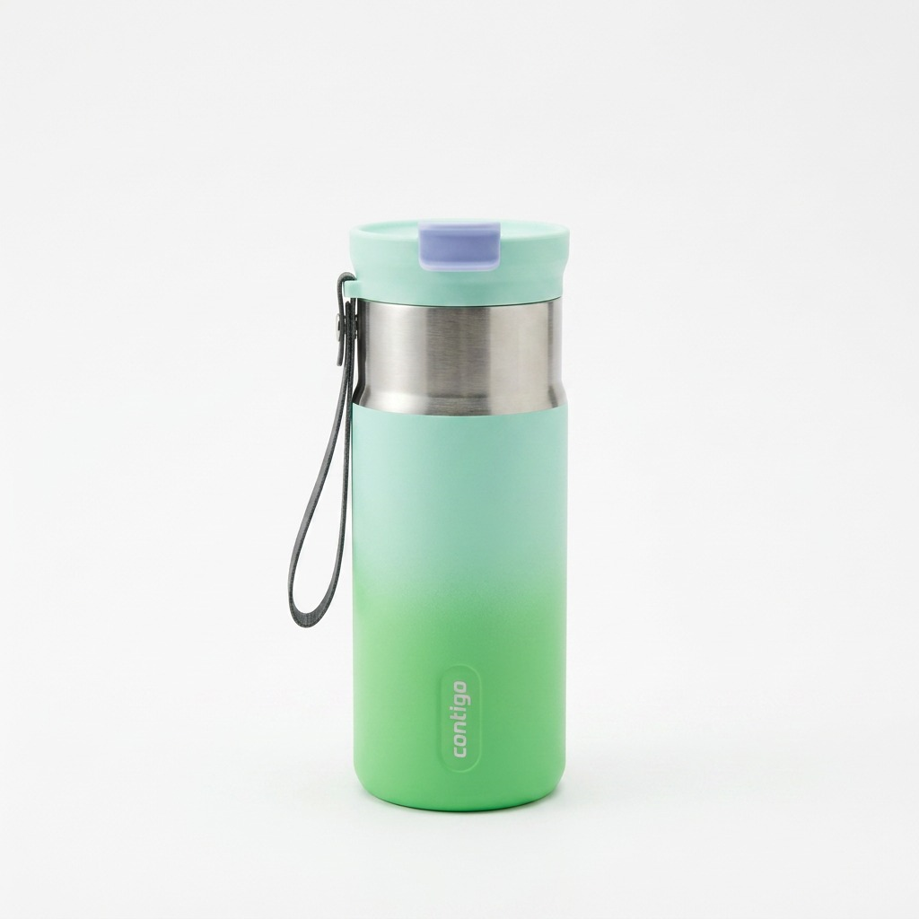 A high-resolution product shot of the Contigo 2234757 16oz Mint Spark Ombre dual sip water bottle on a white background.
