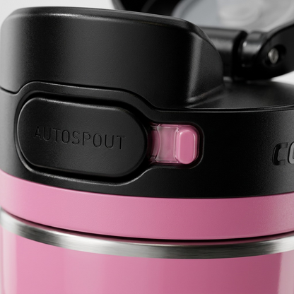 Macro photo of the Contigo Jackson Chill 2.0 AUTOPOP lid, showing texture and precise tolerances.