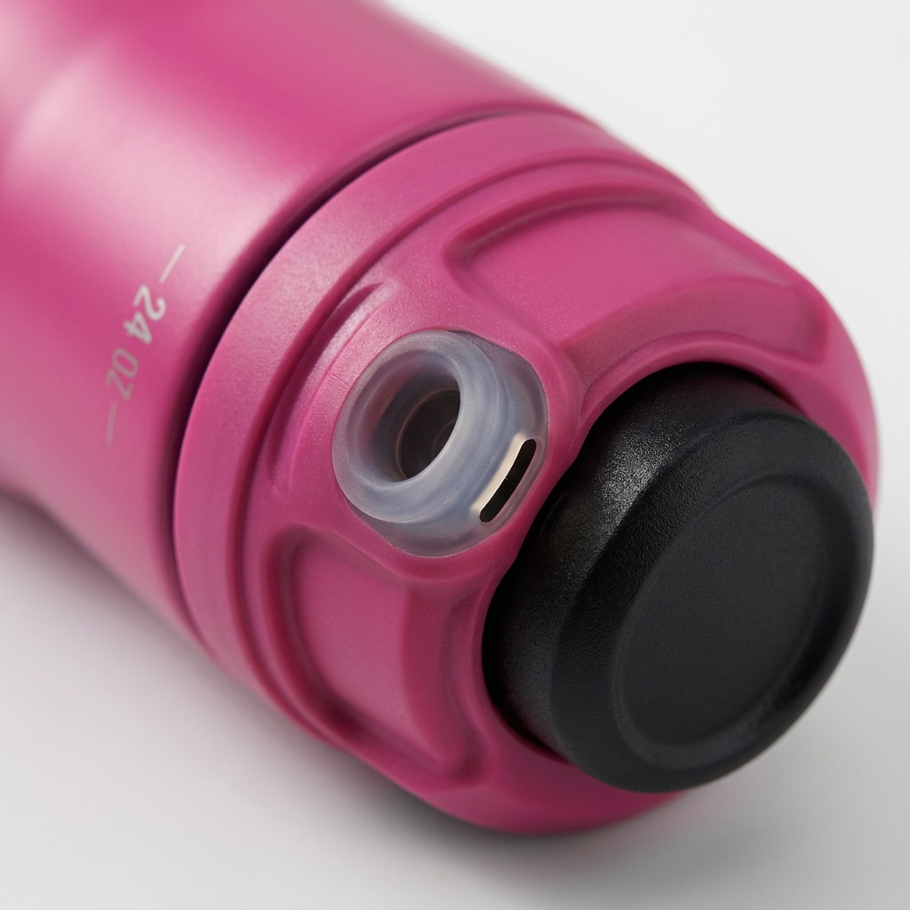An extreme close-up of the AUTOSPOUT system, highlighting the fine spout opening and a small valve.
