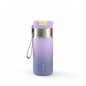 A high-resolution hero shot of the Contigo Tween Dual Sip Ombre bottle in Lilac Pulse on a pure white background. The full length of the purple-to-blue gradient bottle is in focus, with the strap attached and the 'contigo' logo visible.