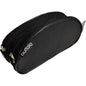 Black 2 compartment pencil case with dual zippers for efficient organization of stationery.