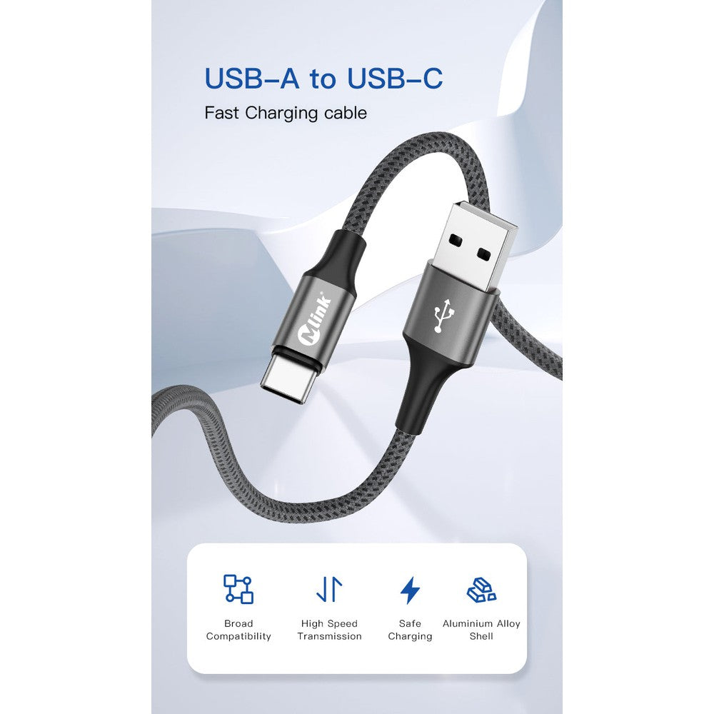 Câble tressé USB-C à USB-A PD20W 5V/2.4A à charge rapide de qualité supérieur