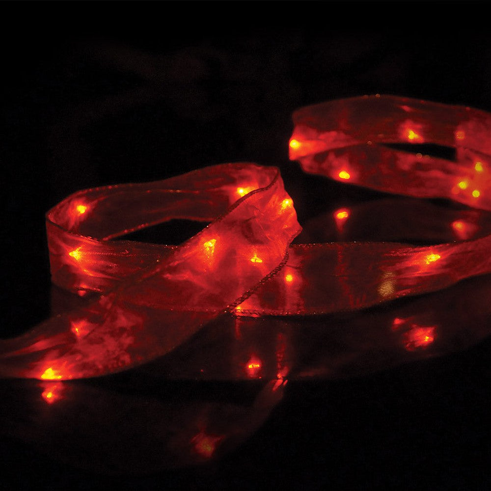 Ruban de lumières DEL en tissus - Rouge - 2 m
