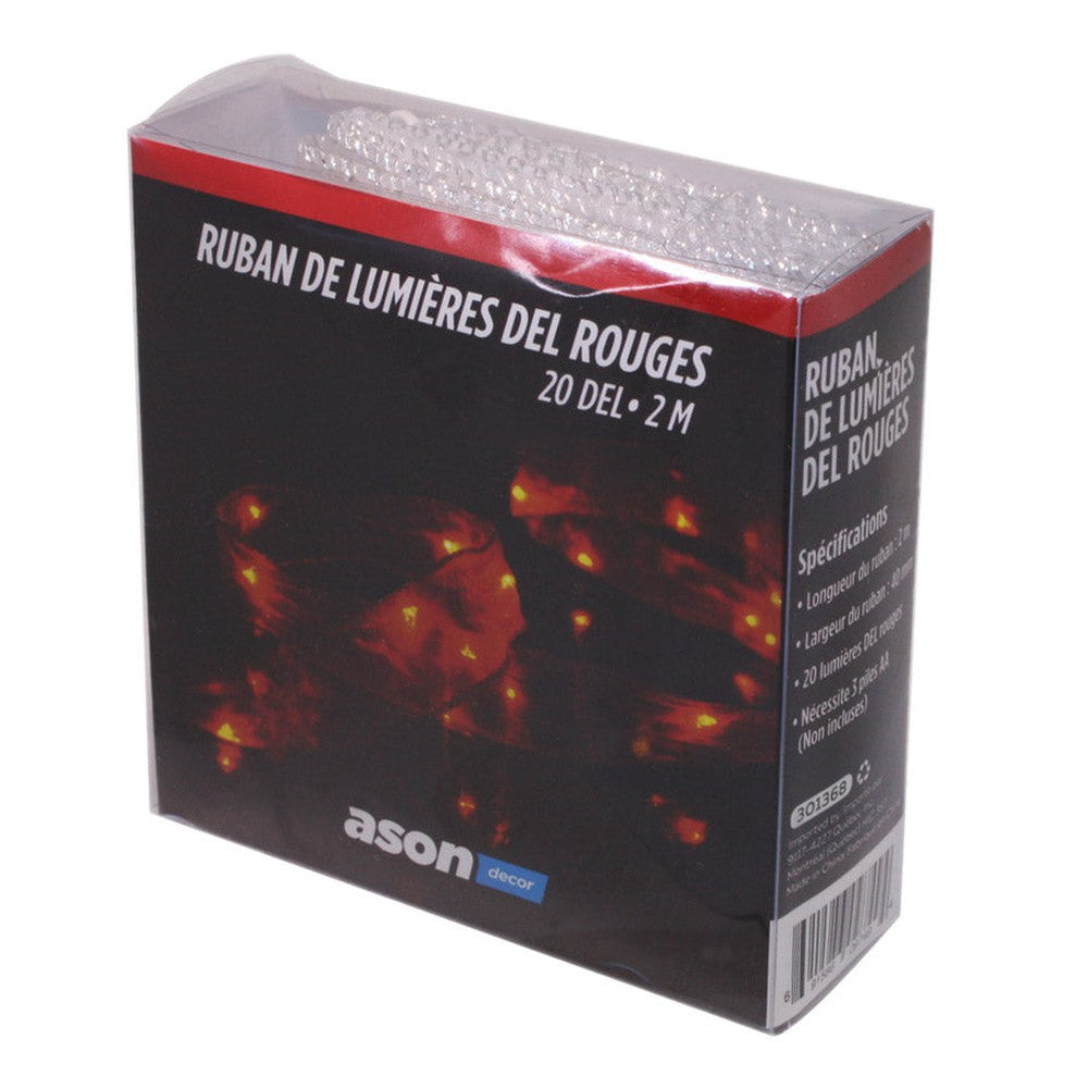 Ruban de lumières DEL en tissus - Rouge - 2 m