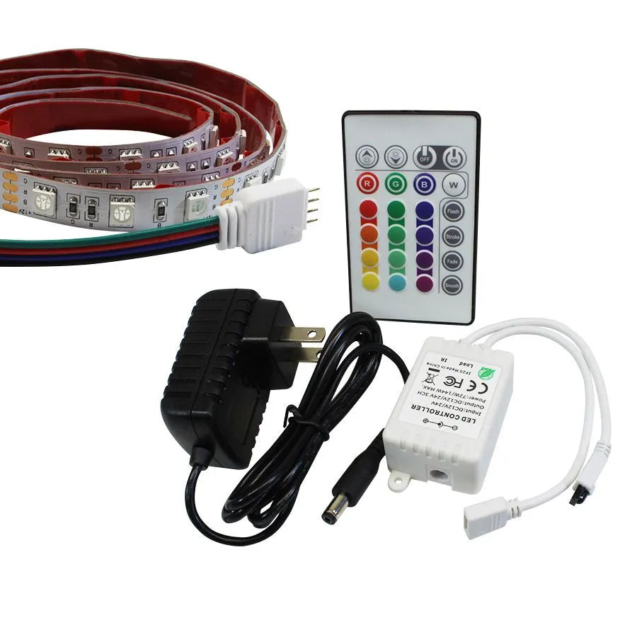 Flexible LED strip with remote control - 12 V - 60 LEDs/m - IP67 - RGB - 1 m