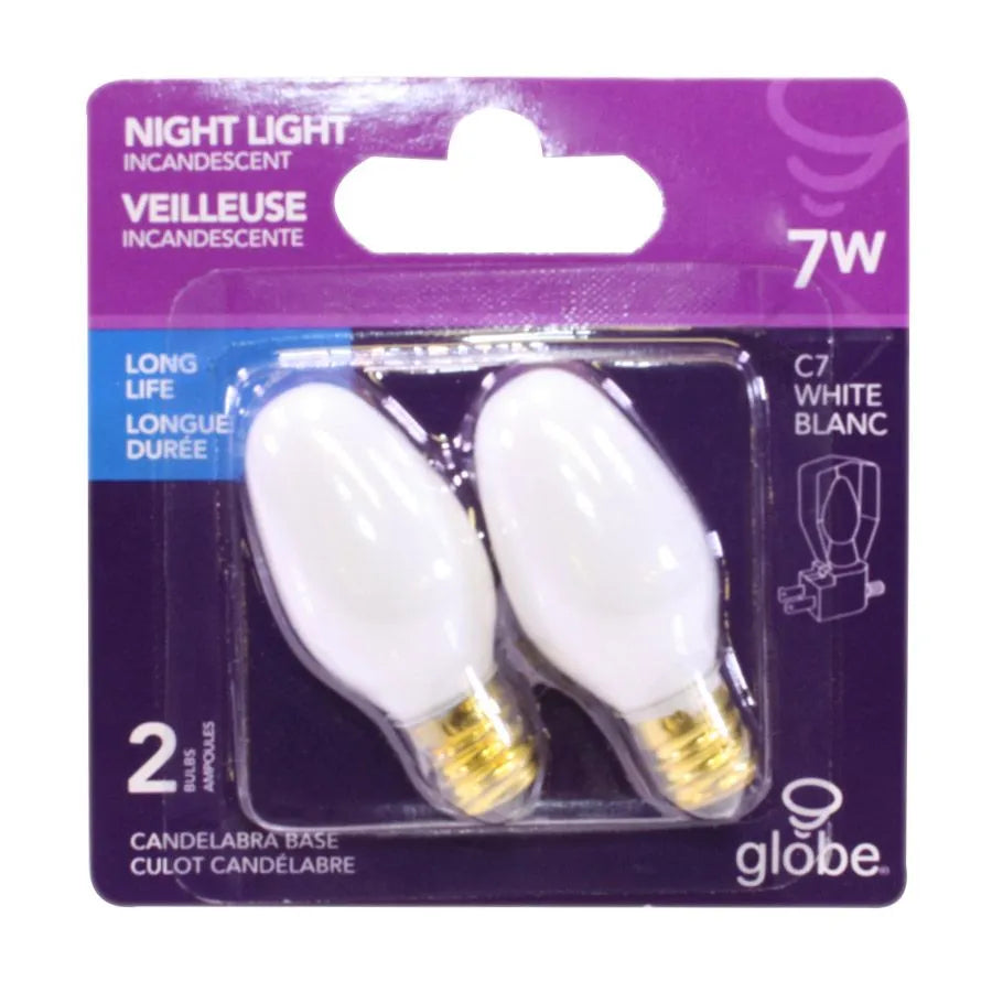 Ampoule 7 W - C7 - Blanc - E12 - Paquet de 2