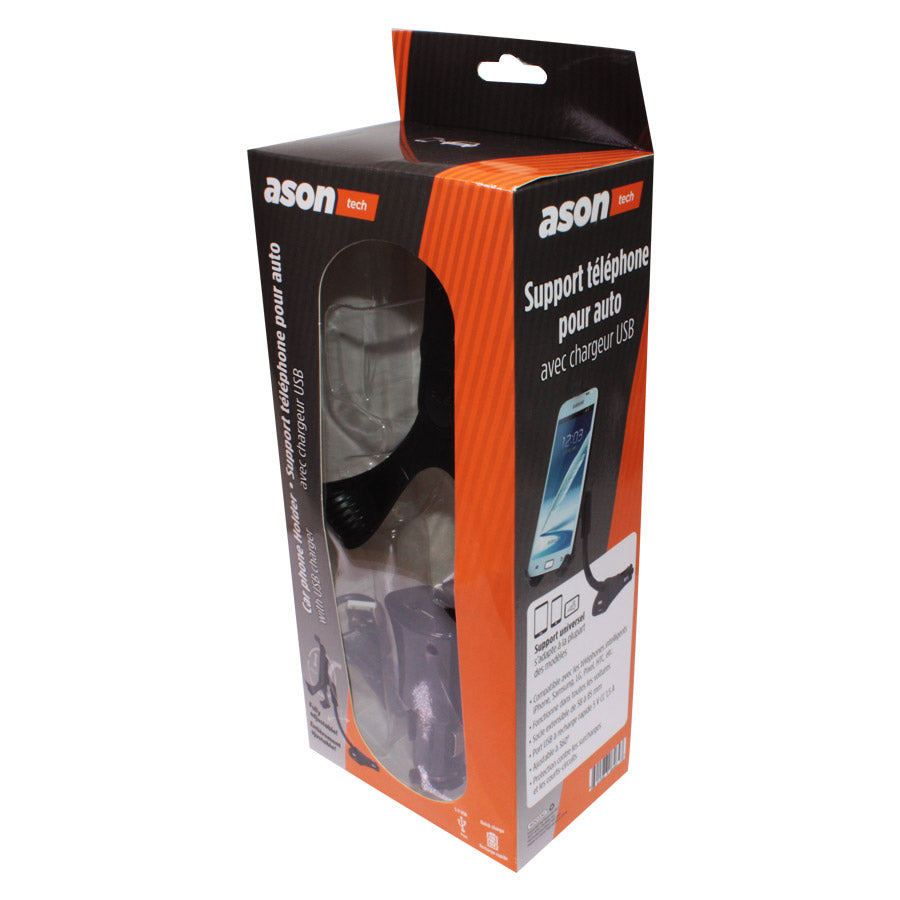 Support de téléphone portable pour voiture monté sur prise allume cigarette avec port USB