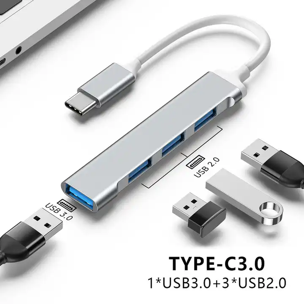 Concentrateur USB-C 3.0 4 en 1 en aluminium