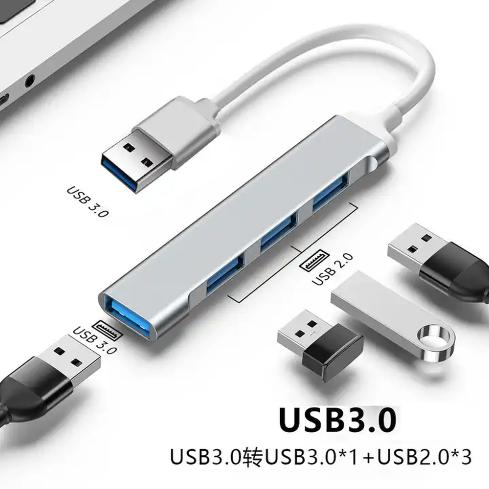 Concentrateur USB-A 3.0 4 en 1 en aluminium