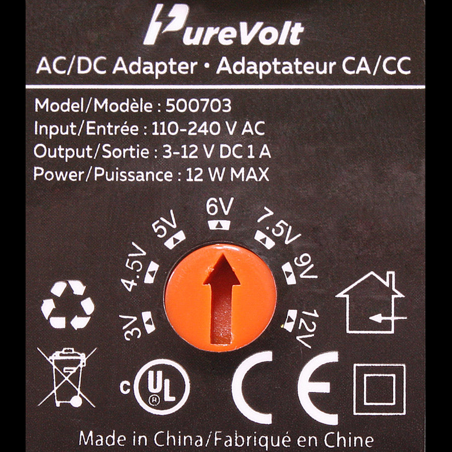 Chargeur universel avec port USB et 8 adaptateurs - 3-12 V CC - 1 A - 12 W