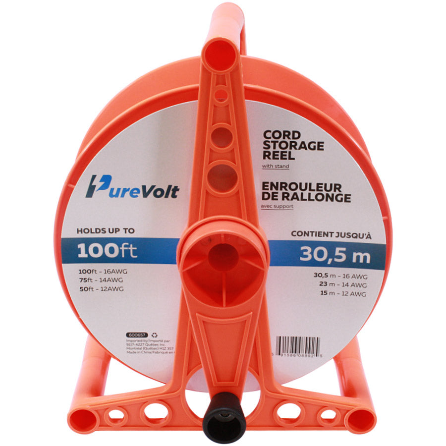 Dévidoir pour rallonge électrique 16/12 AWG - Orange