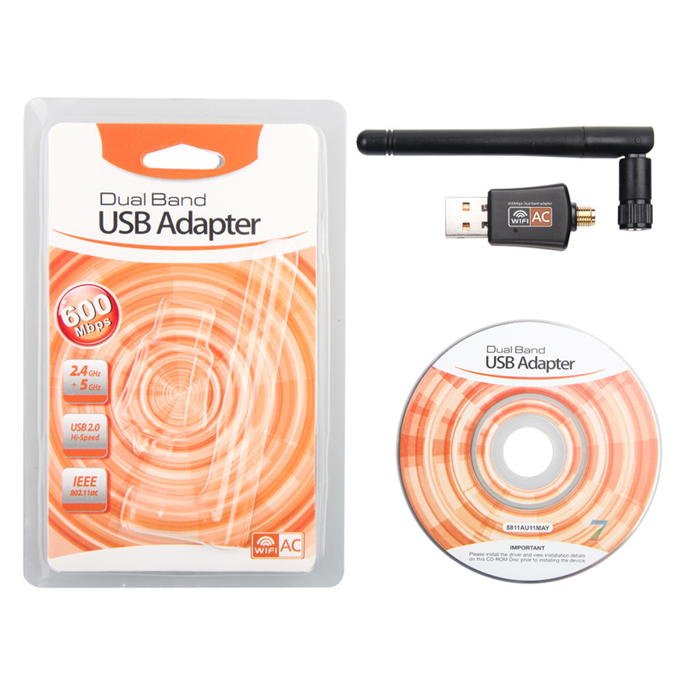 Adaptateur USB sans fil 802.11N 600 Mbps deux bandes avec antenne