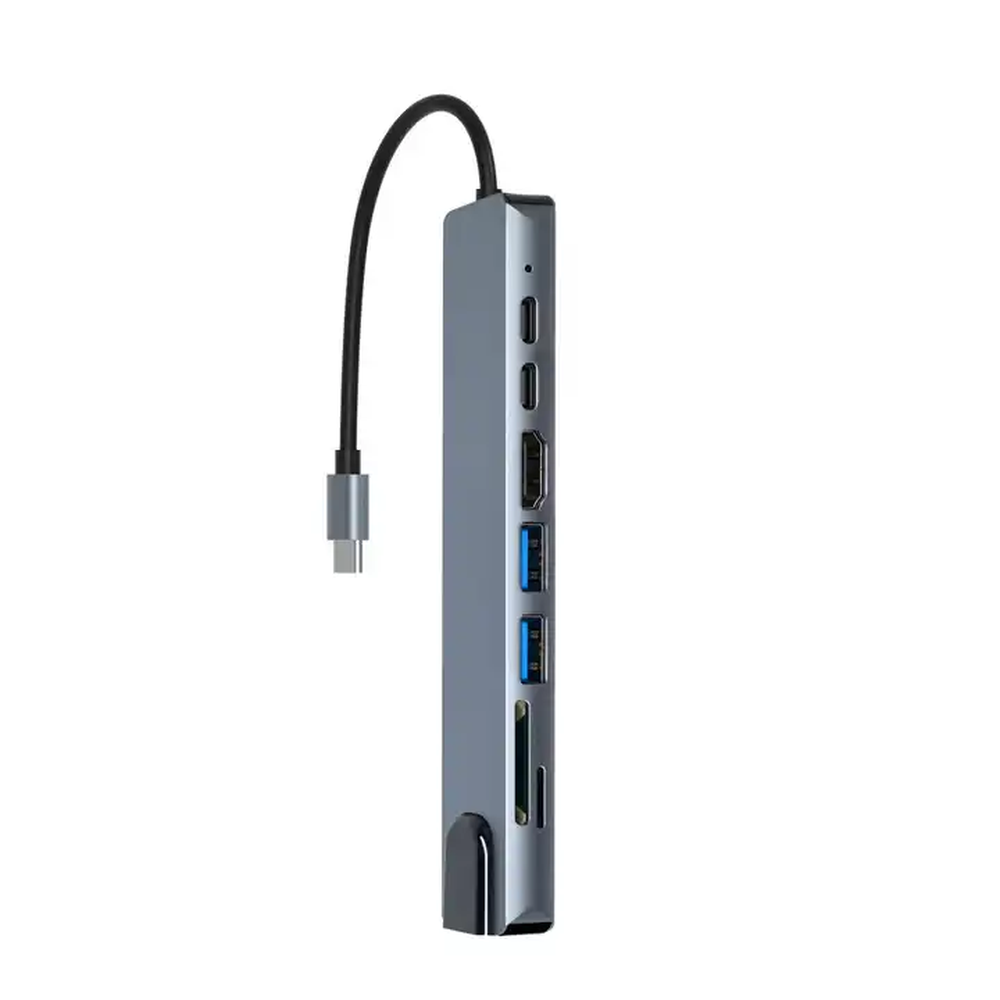 Concentrateur USB-C 3.0 8 en 1 en aluminium