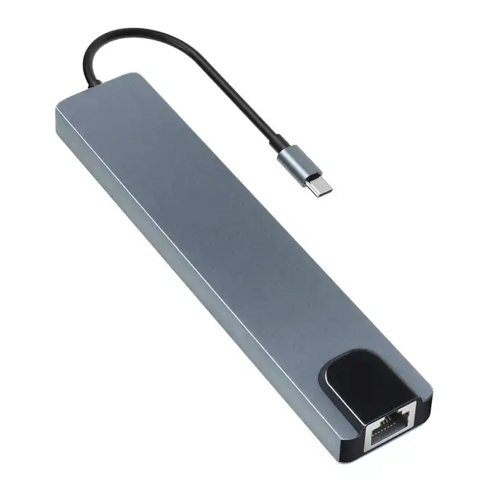 Concentrateur USB-C 3.0 8 en 1 en aluminium