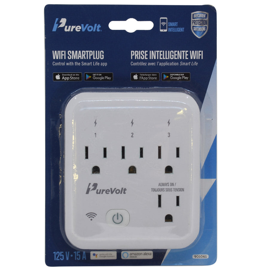 Adaptateur mural intelligent WiFi - 125 V - 15 A - 4 prises
