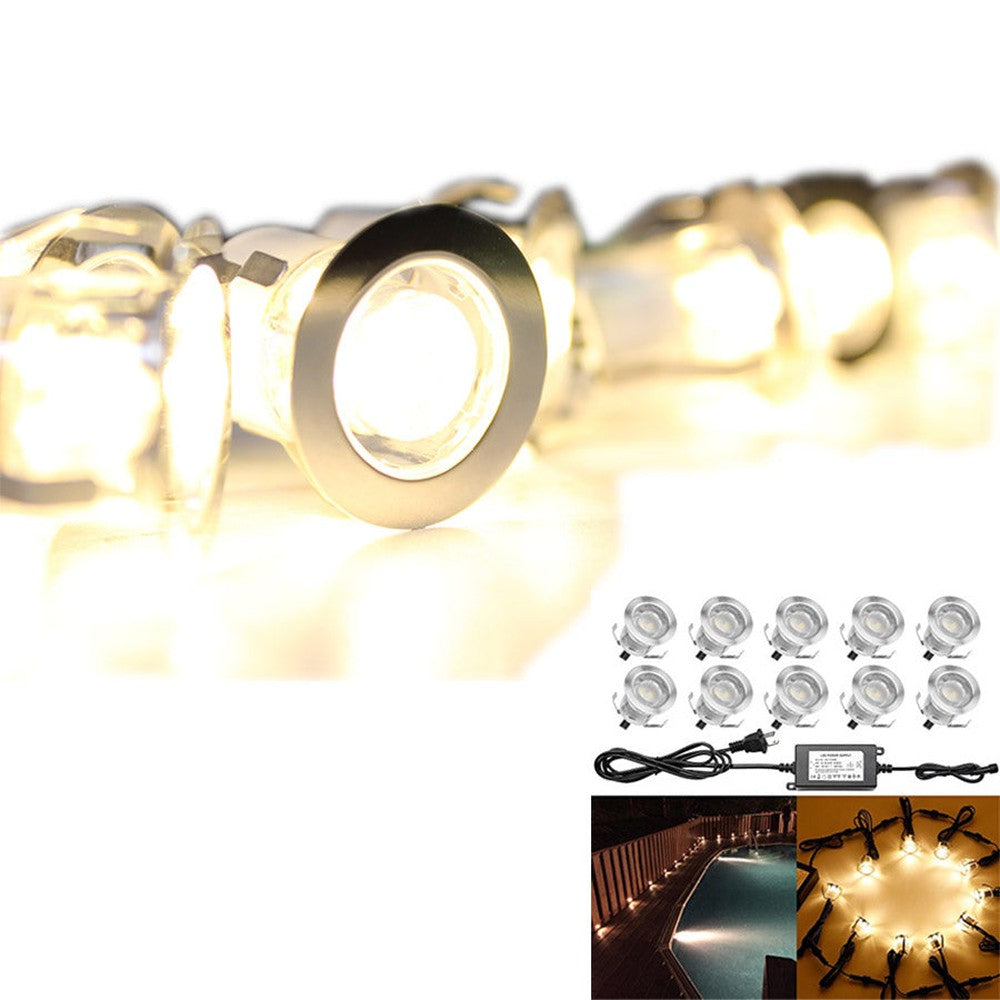 Ensemble de 10 lumières DEL encastrables - IP67 - 0.5 W - 3000 K