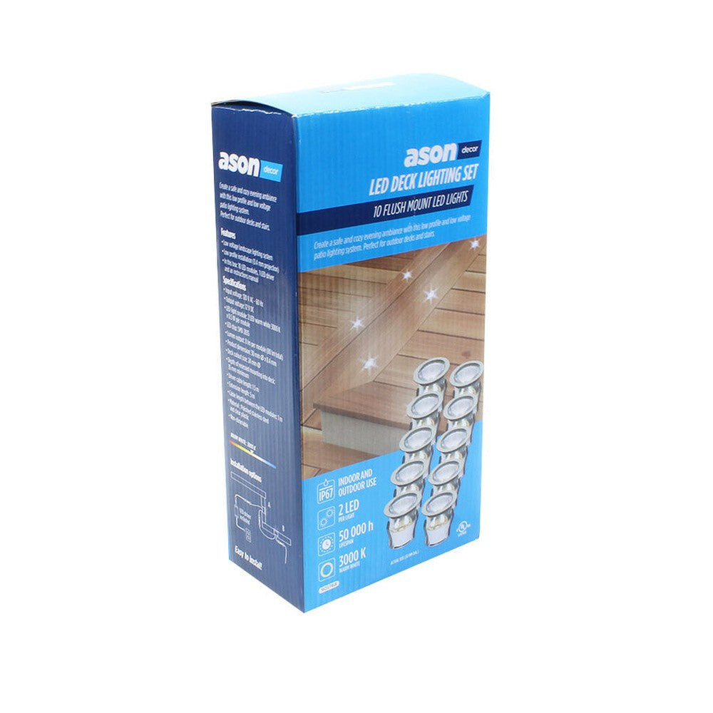 Ensemble de 10 lumières DEL encastrables - IP67 - 0.5 W - 3000 K