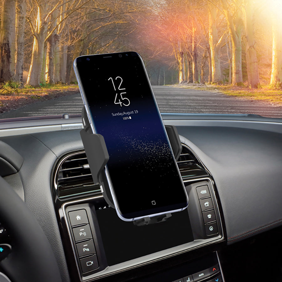 Support de téléphone avec chargeur QI et capteur intelligent pour grille d′aération ou tableau de bord de voiture - 10 W