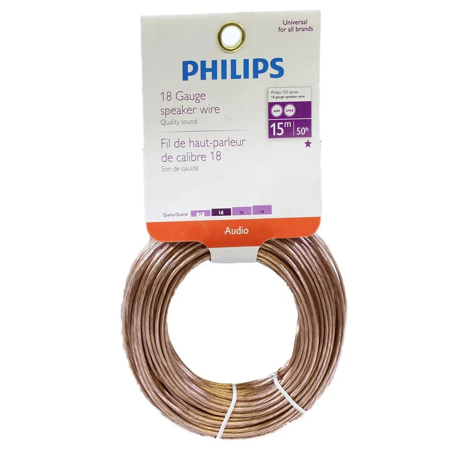 Fil à haut-parleur cuivre 2c/18 AWG - Transparent - 15.2 m