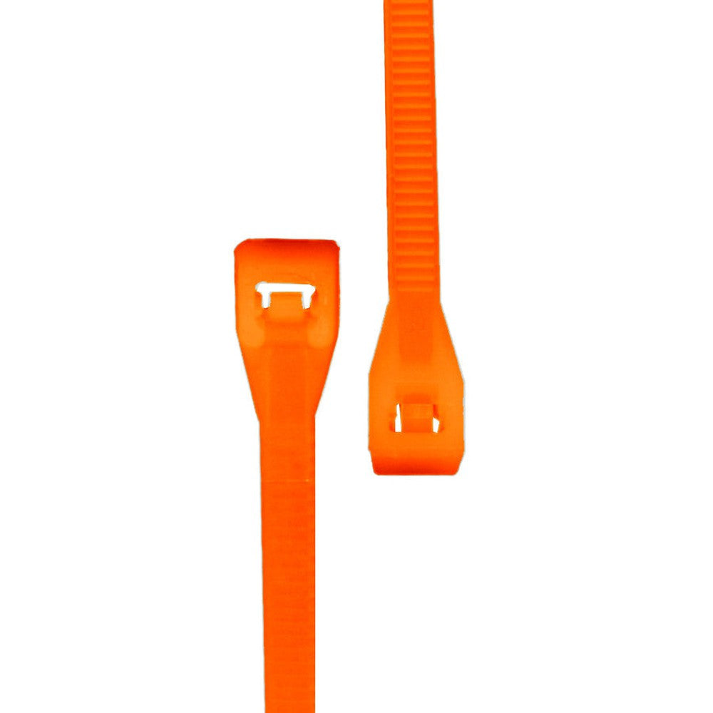 Attache autobloquante en nylon 8″ - Orange fluorescent - Paquet de 100
