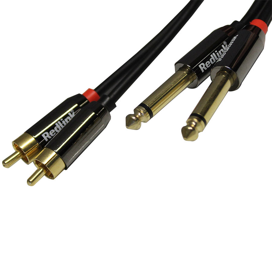 Câble 2 X 6.3 mm mono mâle à 2 X RCA stéréo mâle - 2 m