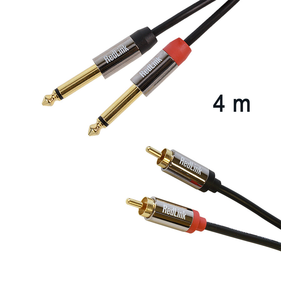 Câble 2 X mono 6.3 mm mâle à 2 X RCA mâle - 4 m