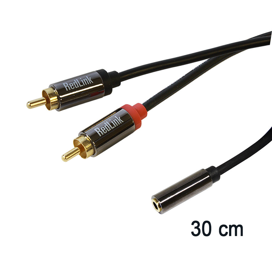 Câble 3.5 mm femelle à 2 x RCA mâle - 30 cm