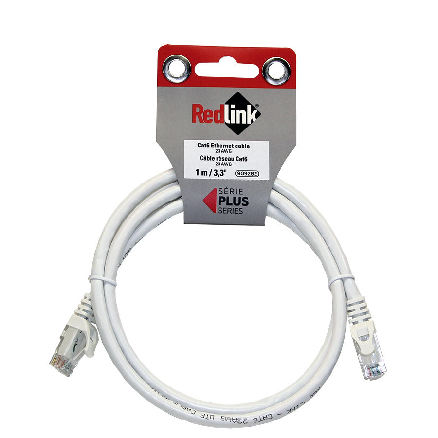 Câble réseau - Catégorie 6 - 23 AWG - Blanc - 1 m