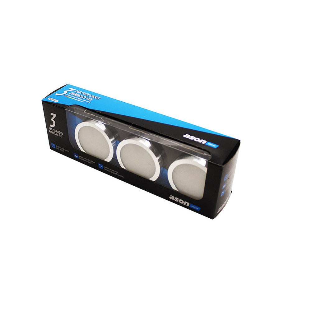 Ensemble de 3 lumières DEL avec interrupteur - 3″ - 7.5 W - 3000 K/4000 K - Chrome