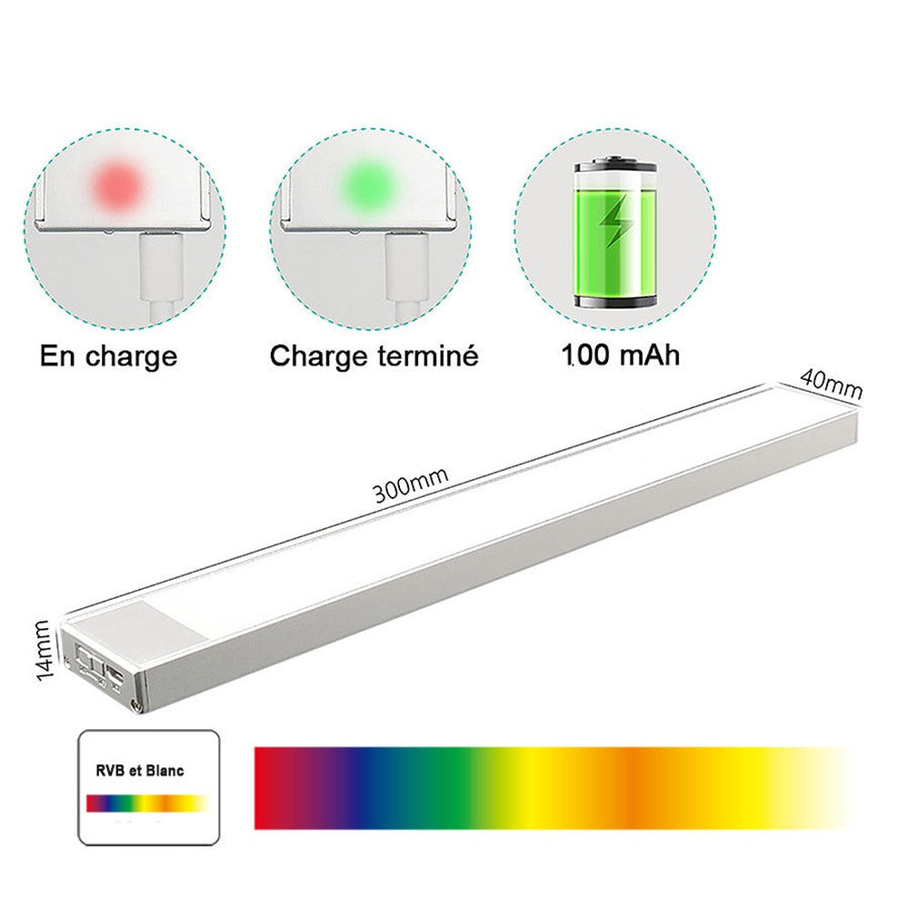 Luminaire de sous-cabinet à DEL rechargeables avec télécommande - RVB/ Blanc - Paquet de 2