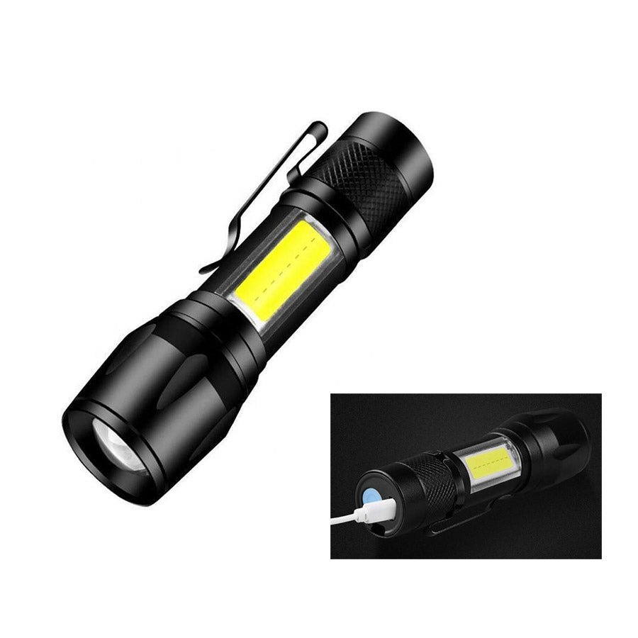 Mini lampe de poche DEL rechargeable avec pince de ceinture - 3 modes