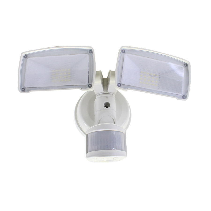 Lumière de sécurité DEL à détecteur de mouvement pour extérieur - Double tête - 32 W - 6000 K - Blanc