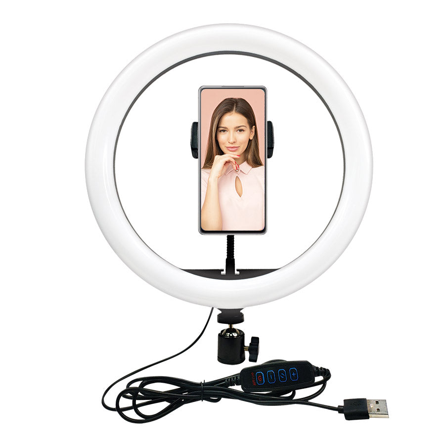 Ensemble pour Vlog de bureau avec anneau lumineux DEL de 10″ - 3 pièces