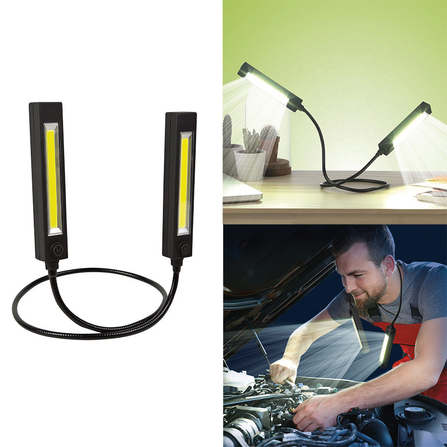 Lampe DEL COB double magnétique avec col flexible - 3 W
