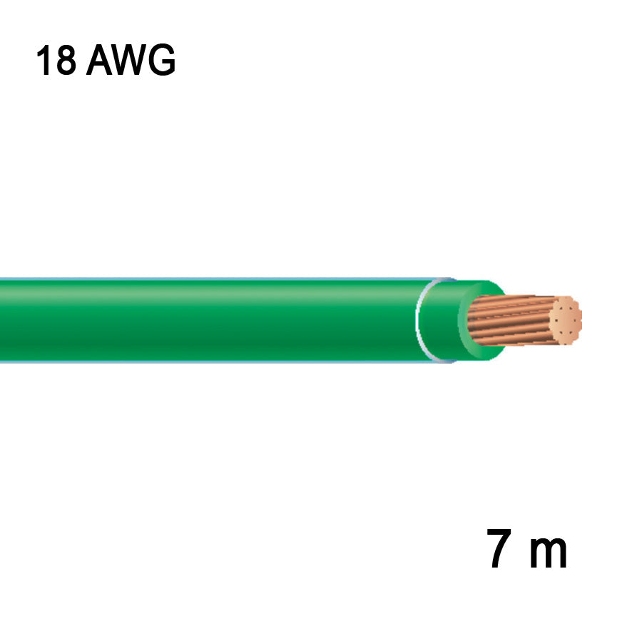 Fil en cuivre multibrin - 1C/18 AWG - Vert - 7 m