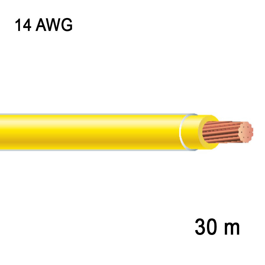 Fil en cuivre multibrin - 1C/14 AWG - Jaune - 30 m