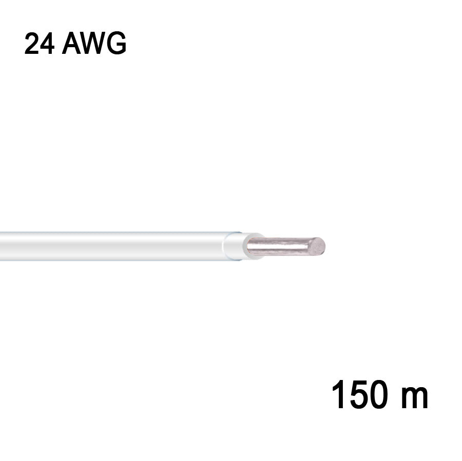 Fil en cuivre étamé - 1C/24 AWG - Blanc - 150 m