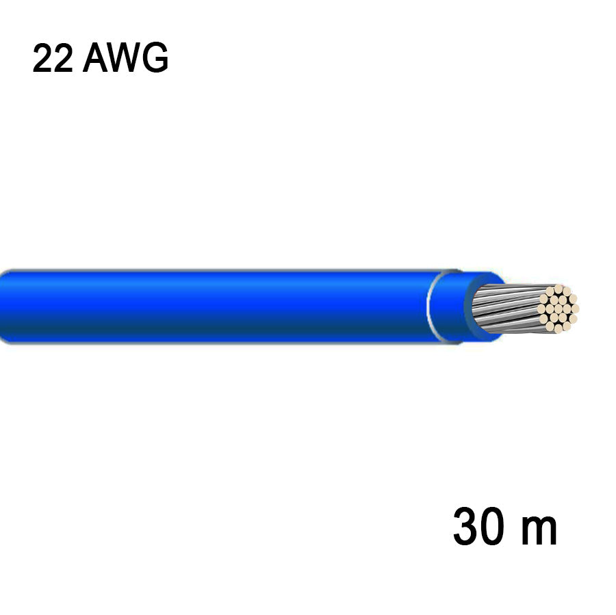 Fil cuivre étamé multibrin - 1C/22 AWG - Bleu - 30 m