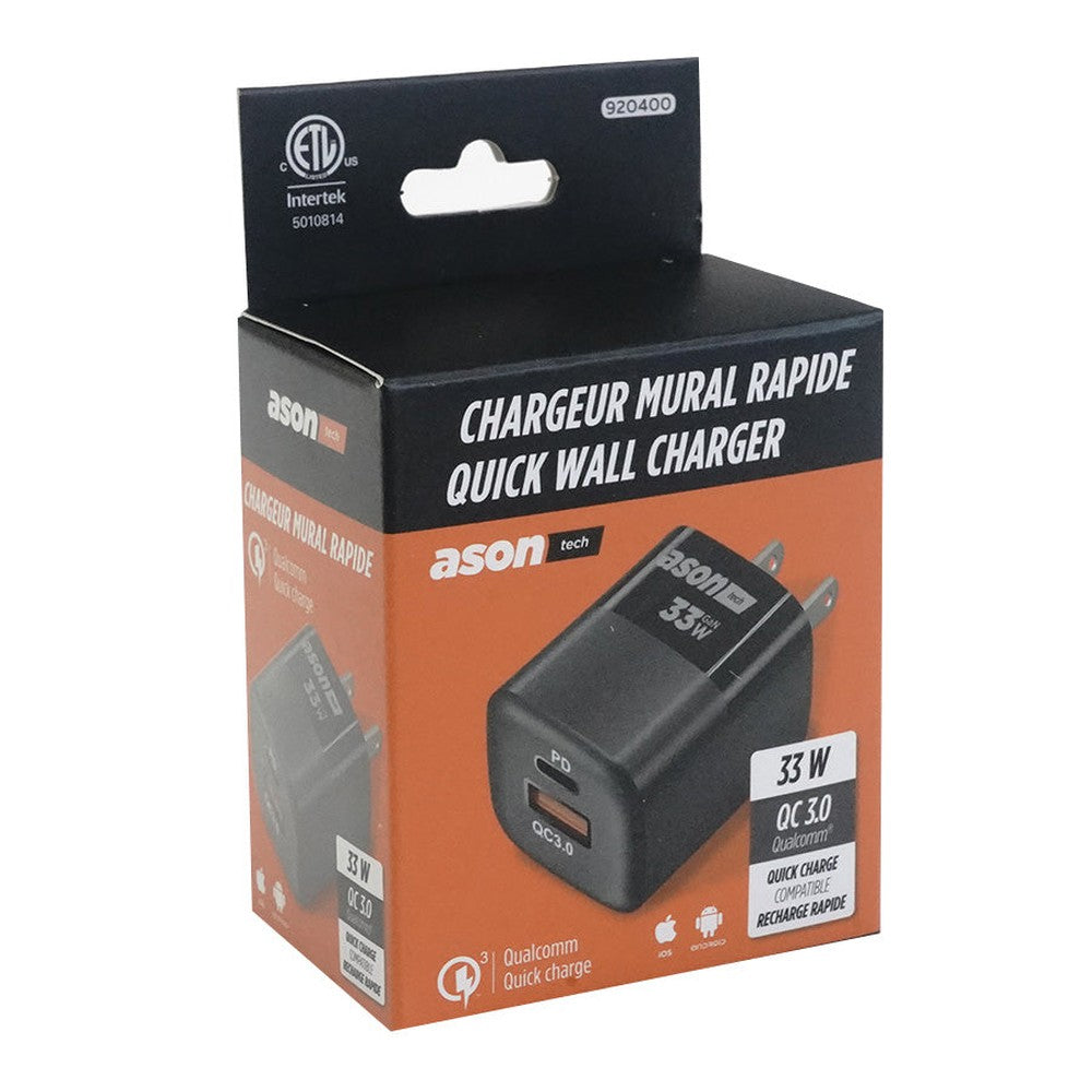Chargeur mural double à chargement rapide - USB-A/USB-C - 5 V/4.5 A
