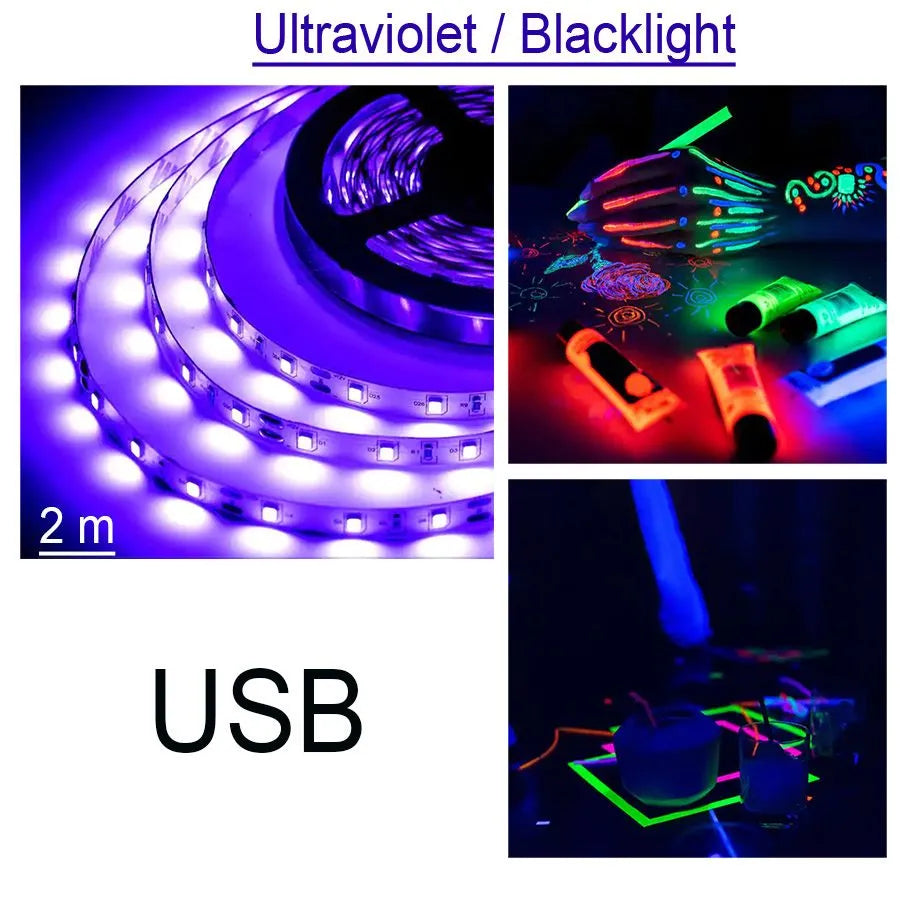 Flexible LED strip with switch - 5 V - USB - Ultraviolet - 2 m