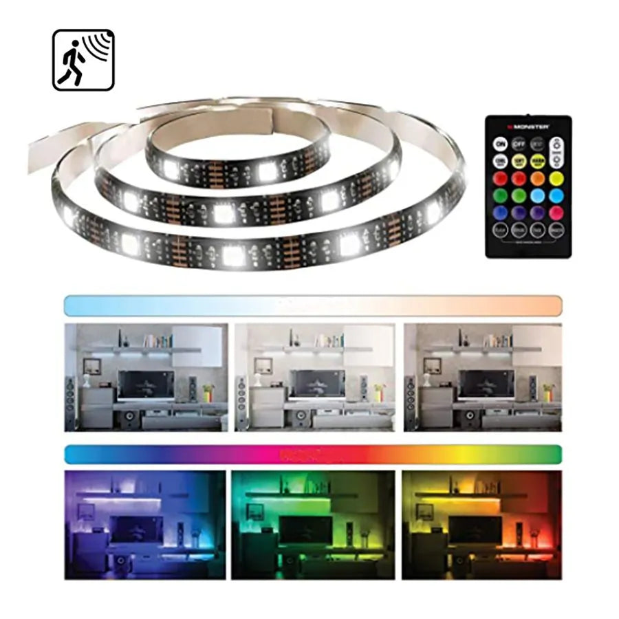 Flexible LED strip with motion sensor with IR remote control - RGBB - 2 m