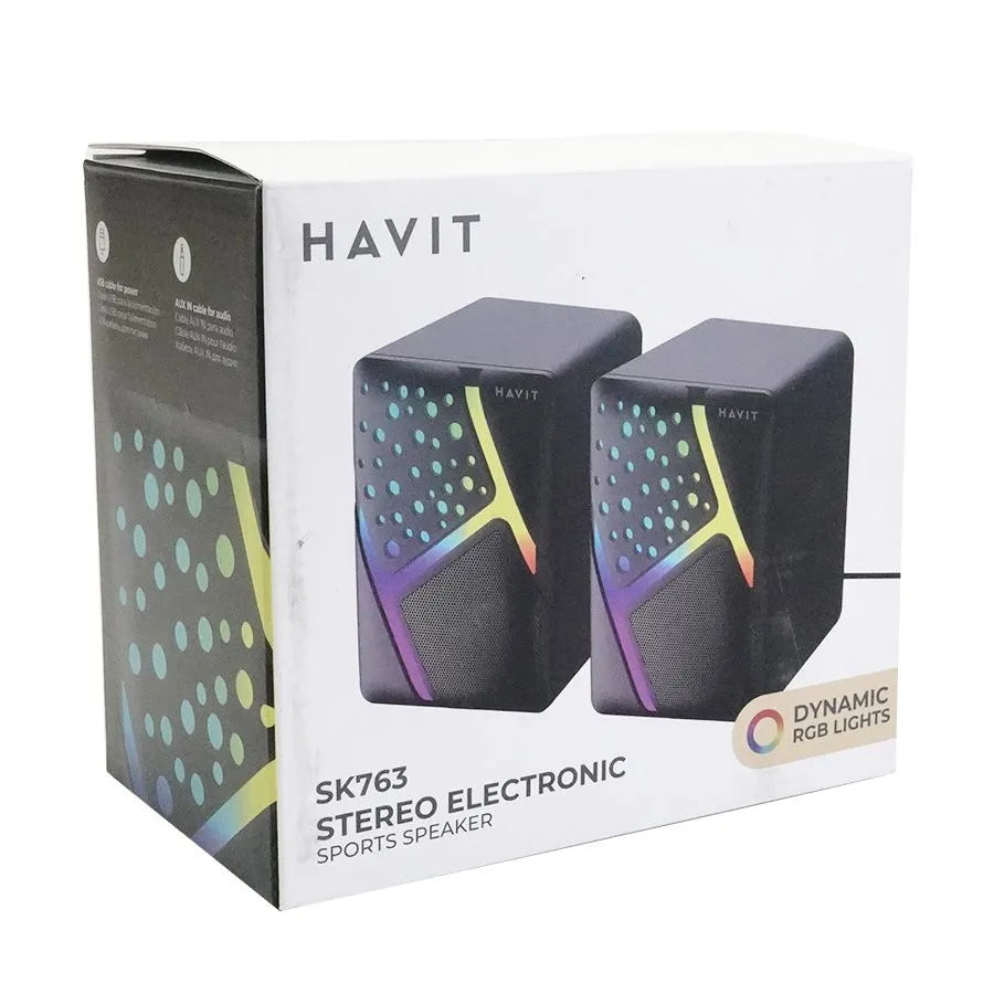 Haut-parleurs compacts rétroéclairés RVB pour ordinateur - USB/3.5 mm - 6 W - Noir - Paire