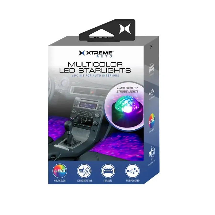 Ensemble de 4 lumières stroboscopiques multicolores pour véhicule - USB