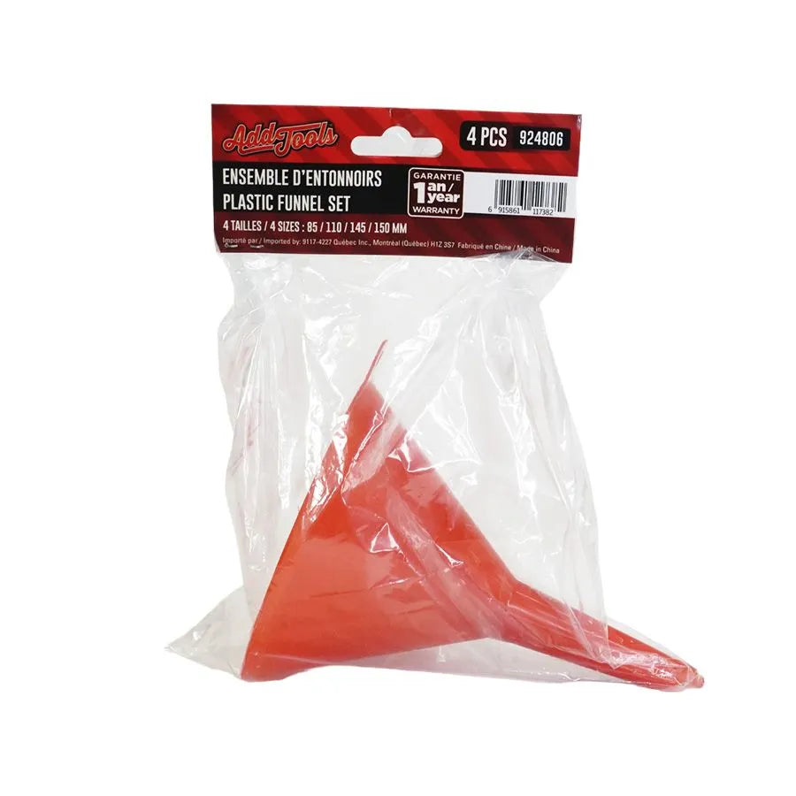 Ensemble d'entonnoirs en plastique - 4 tailles