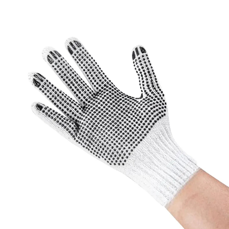 Gants de travail en coton XL avec adhérence - Blanc - Paire
