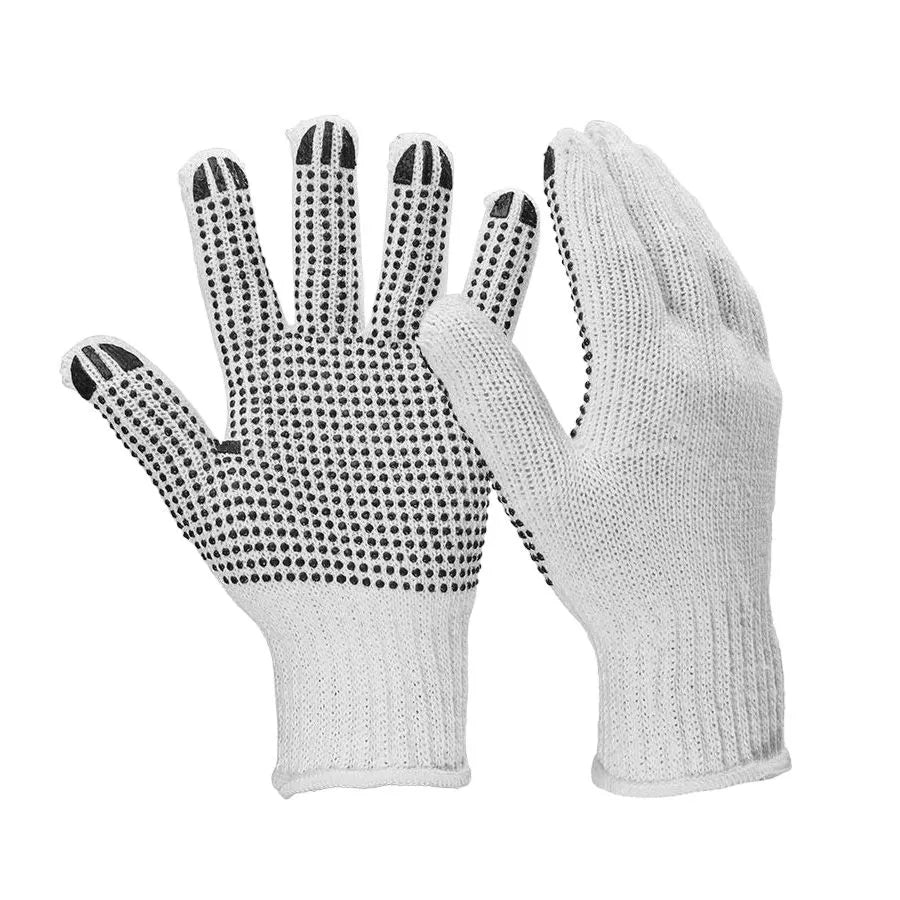 Gants de travail en coton XL avec adhérence - Blanc - Paire