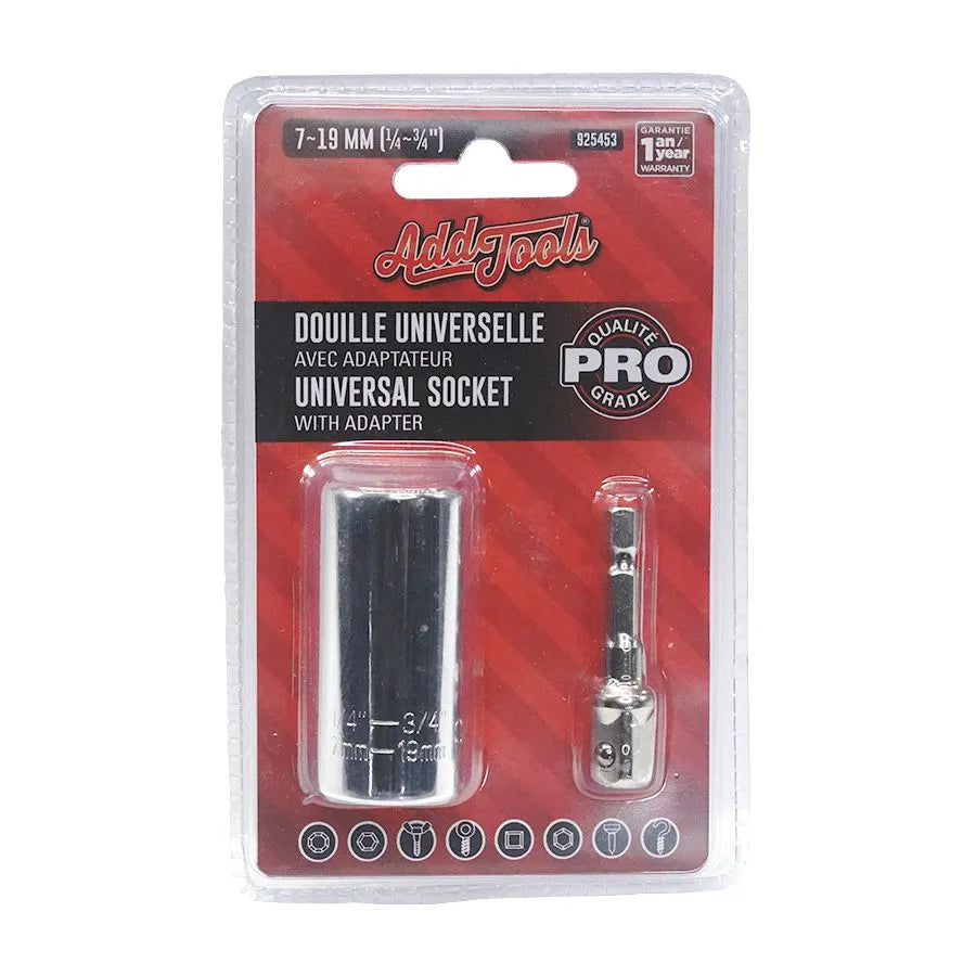 Douille universelle avec adaptateur - 1/4 à 3/4 pouces