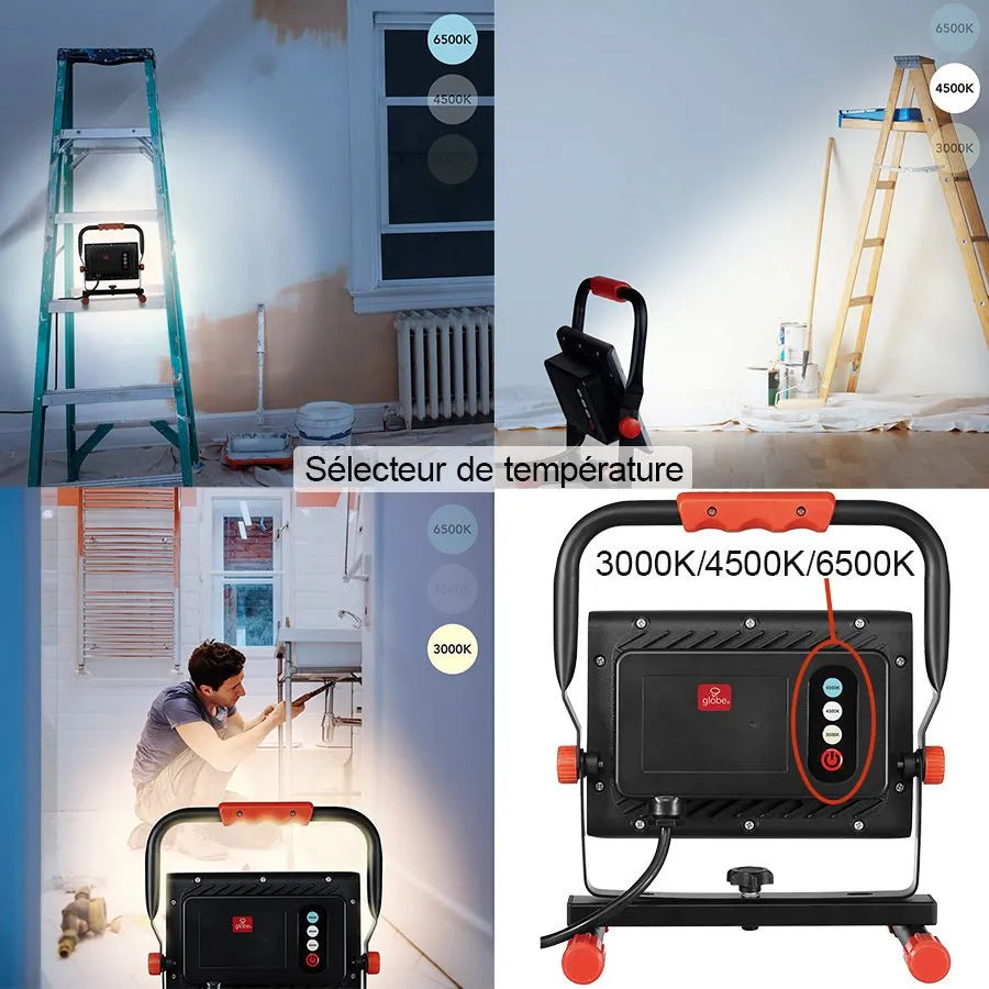 GLOBE Rechargeable Portable LED Work Light - 30W - Red and Black