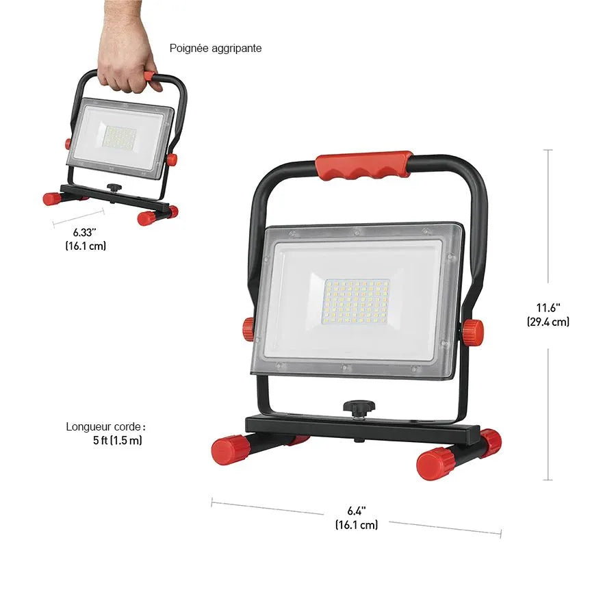 GLOBE Rechargeable Portable LED Work Light - 30W - Red and Black