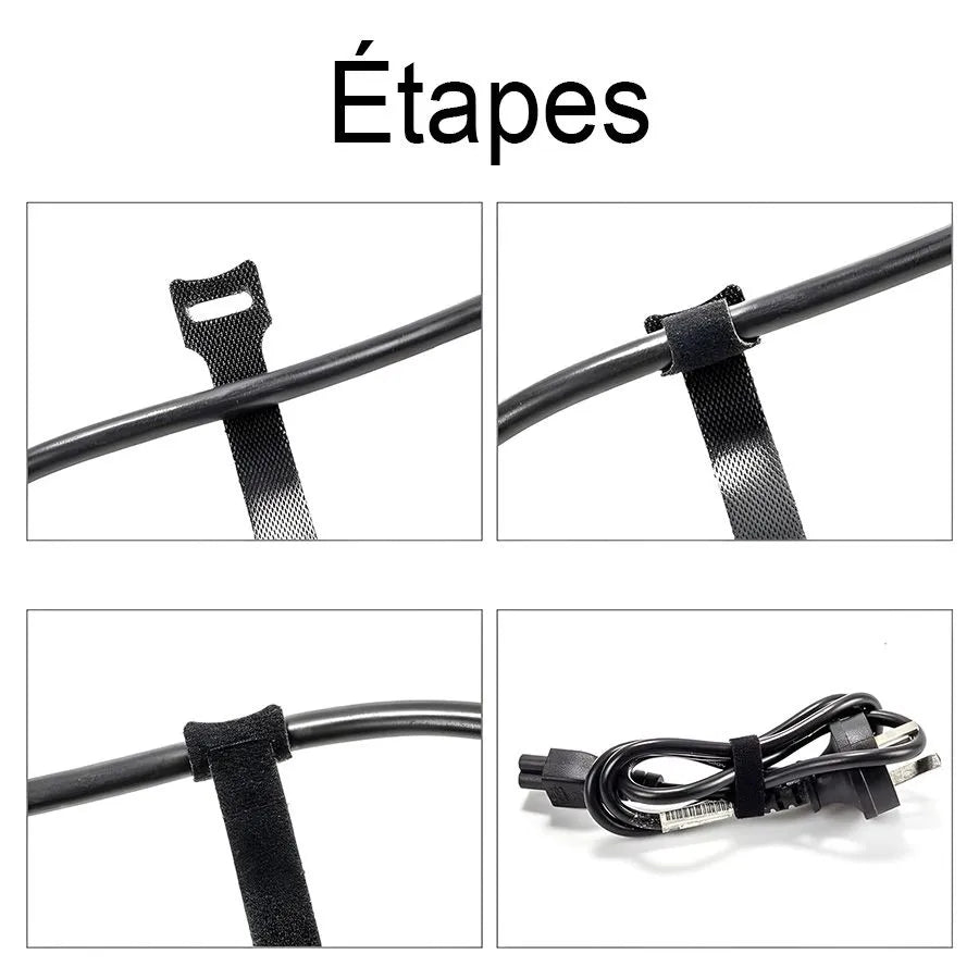 Attache-câble auto-agrippante 13 po (330 mm) - Noir - Paquet 10